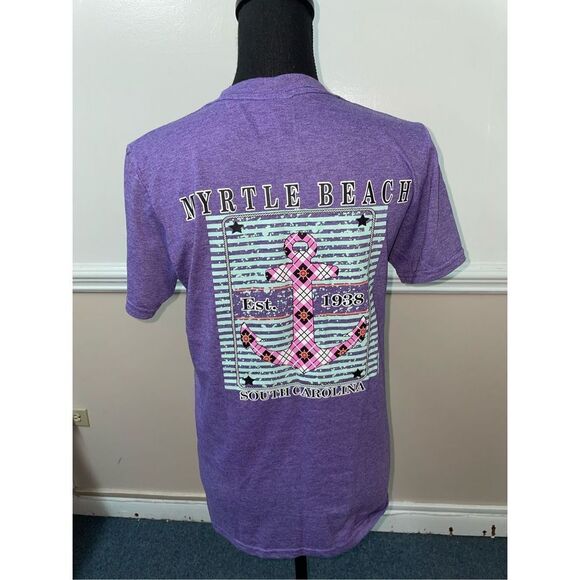 Myrtle Beach, South Carolina Purple Gildan Softstyle Short Sleeve Tee - Picture 3 of 5